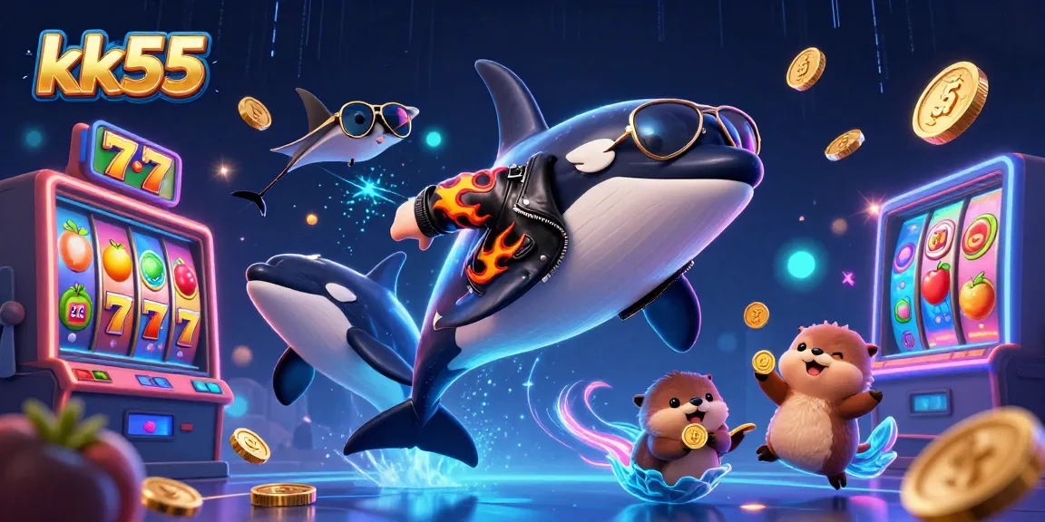 Experience thrilling slots gameplay with kk55, featuring vibrant characters, coins, and dynamic casino elements.