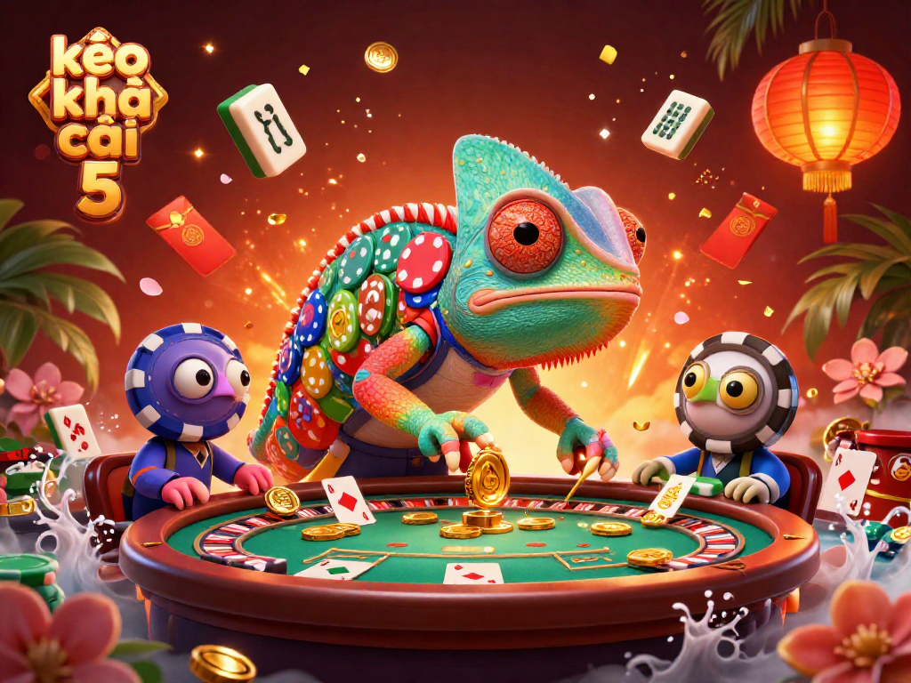Engage with kèo nhà cái 5 as vibrant casino activities unfold in a dazzling 3D scene.