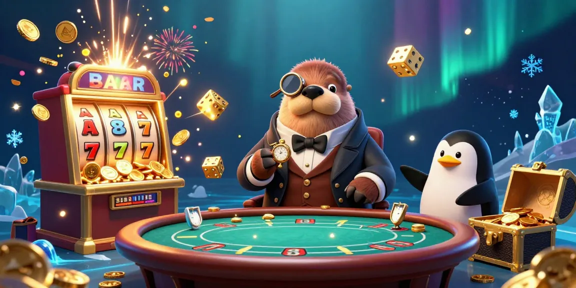 Telki betonozás with characters at an underwater table amidst slot machines and treasure.
