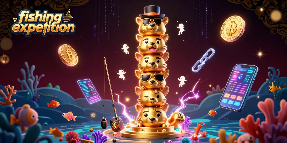 Engage in a thrilling fishing expedition encounter with vibrant underwater elements and crypto gaming symbols.