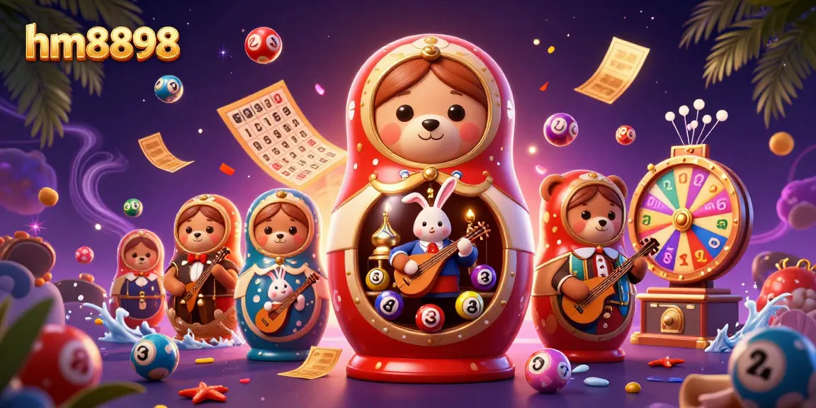 Engage with hm8898's vibrant casino world featuring cartoon bears and animated lottery elements.