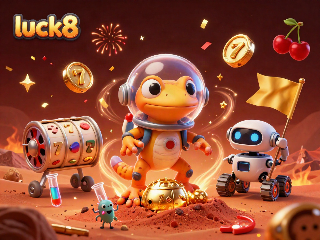 Engage in thrilling gameplay with luck8 as a Martian gecko discovers a golden casino.