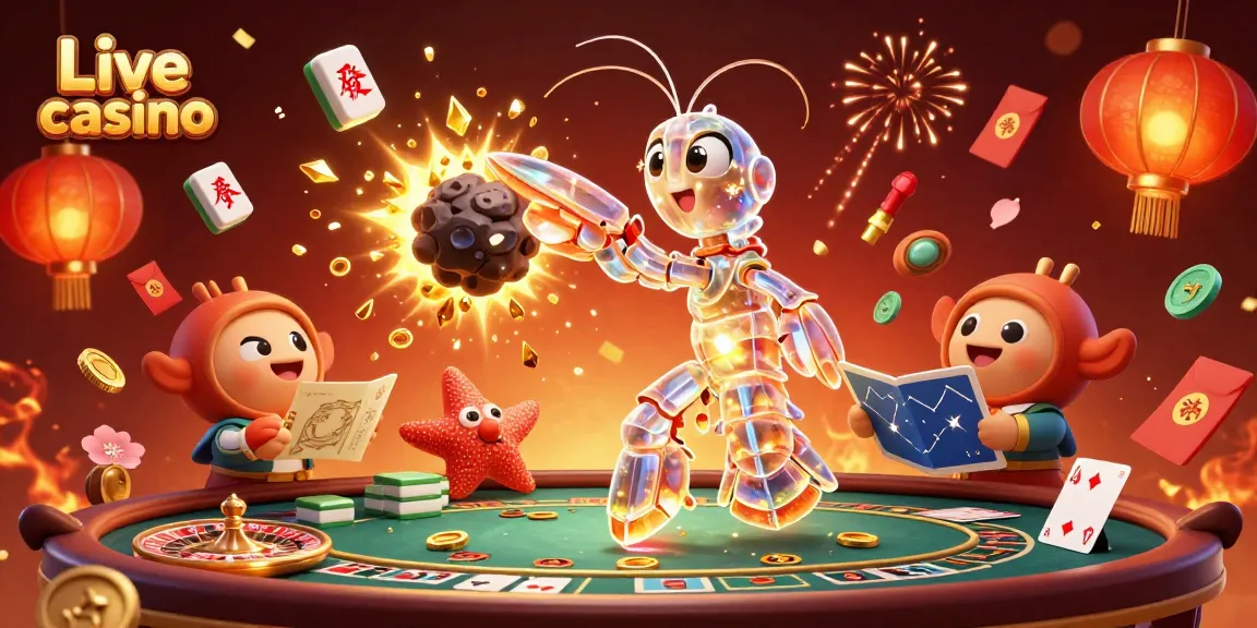 Experience excitement at a Live casino with dynamic 3D elements and vibrant visuals.
