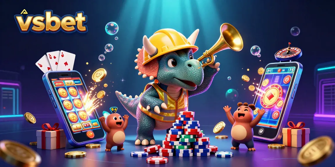 Celebrate big wins with VSBET, featuring a vibrant scene of gaming excitement in a playful 3D world