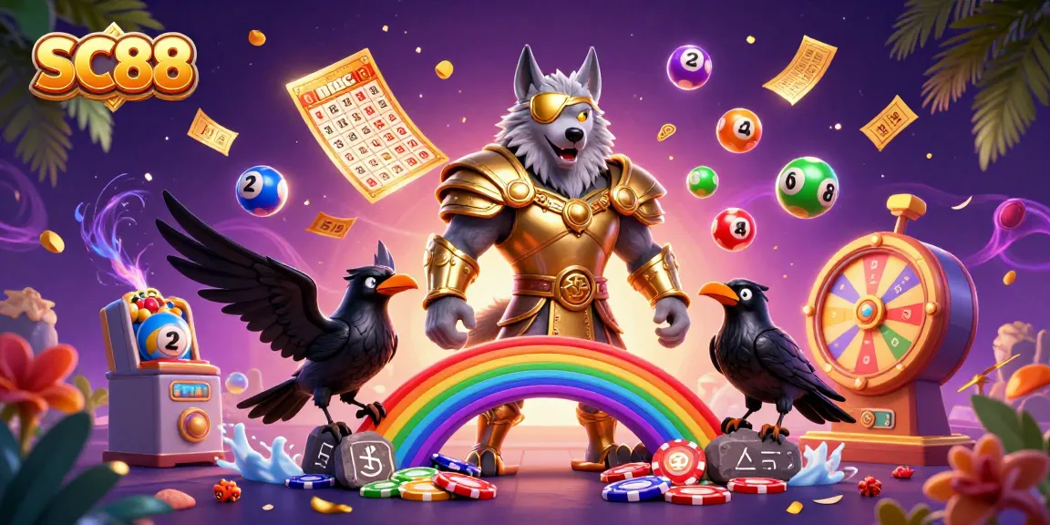 Experience SC88 with a vibrant 3D gaming scene featuring dynamic lottery elements.