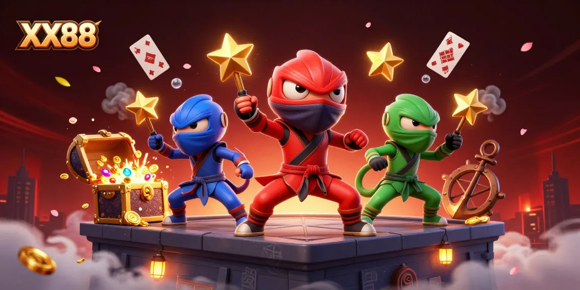 Experience thrilling gameplay with the dynamic XX88 team of chameleons showcasing their skills amidst a vibrant casino backdrop.