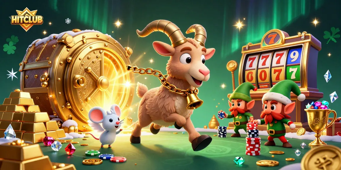 HITCLUB offers a vibrant casino experience with dynamic characters amidst golden treasures.