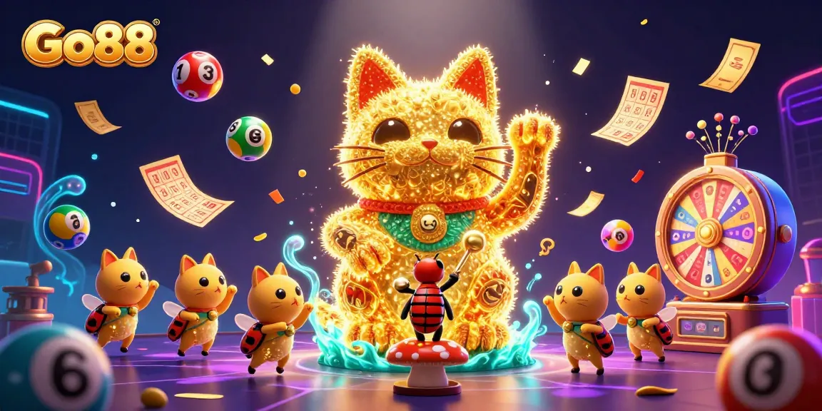 Engage with Go88's exciting gaming world, featuring dynamic casino elements and vibrant visual effects.