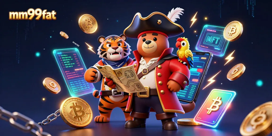 Engage with mm99fat's thrilling casino world featuring a cartoon pirate captain bear and treasures.