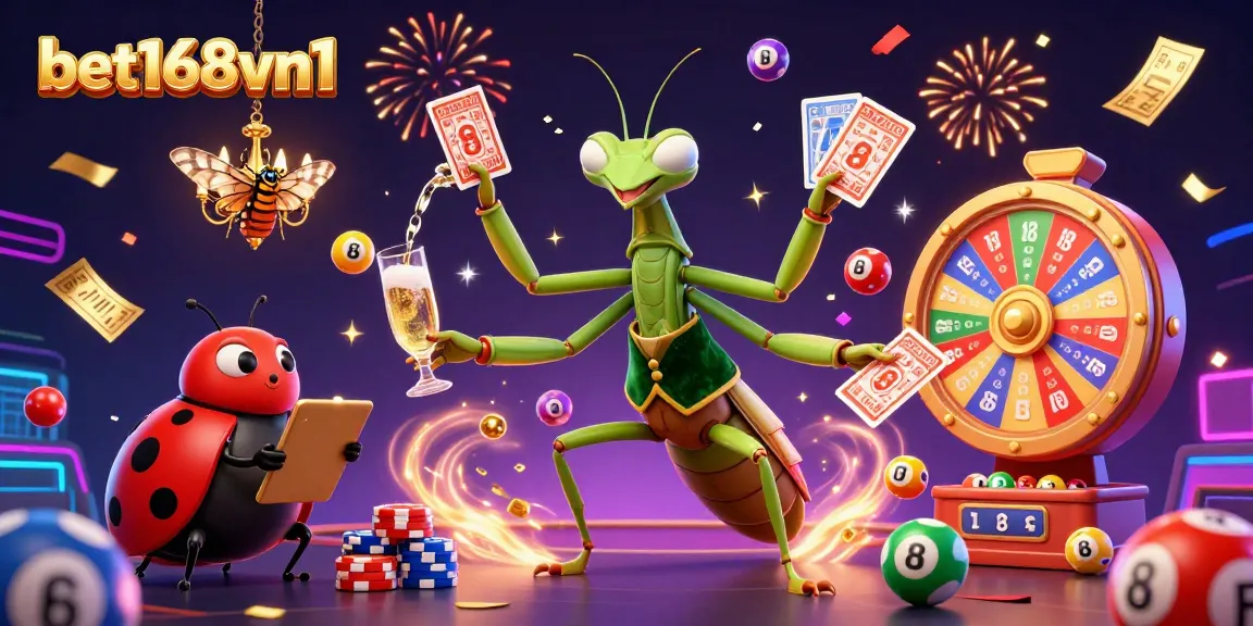 Experience the excitement of bet168vn1 with our vibrant casino illustration, featuring dynamic characters and colorful gaming elements.