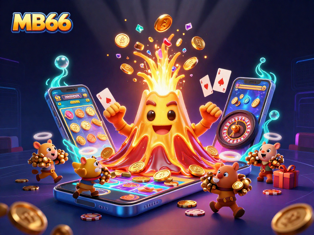 Experience MB66's thrilling gaming excitement with this vibrant and dynamic casino illustration.