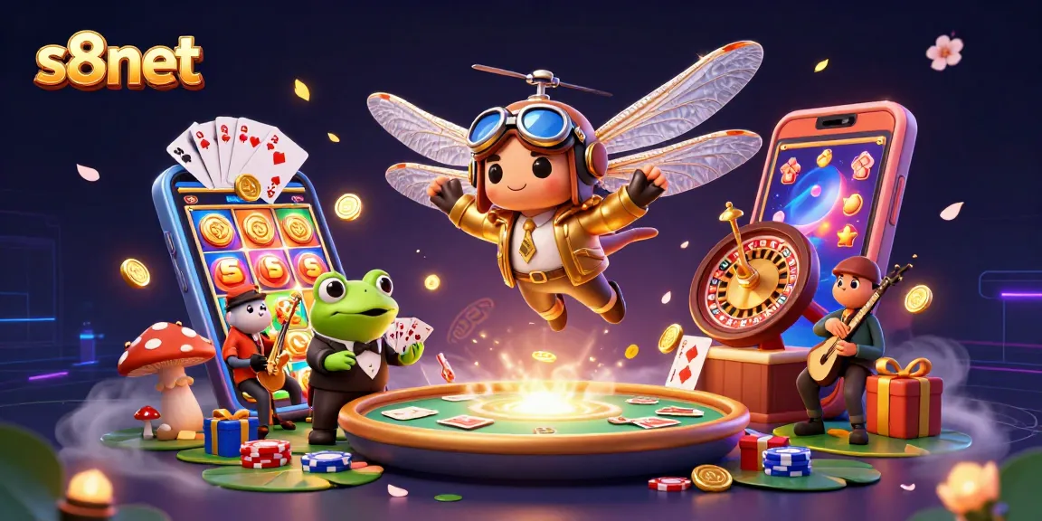 Experience exciting gameplay at s8net with animated characters, vibrant casino elements, and a dynamic environment.