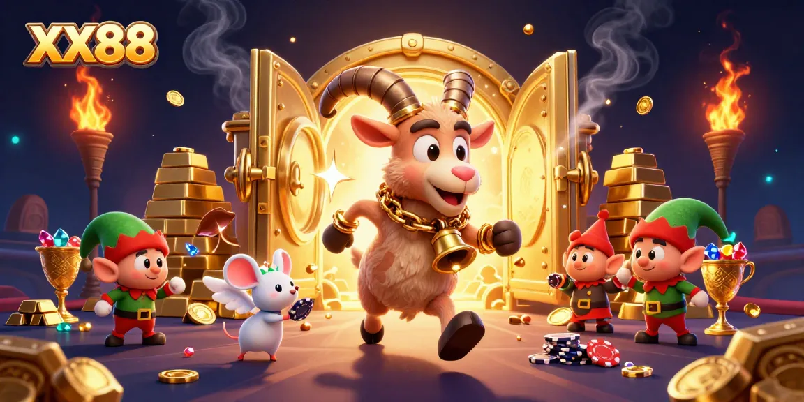 Experience the thrill of XX88 casino with cartoon characters in a vibrant gambling scene.