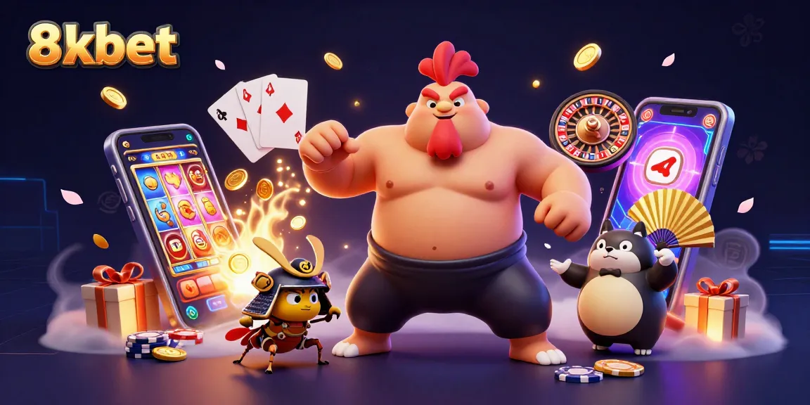 Experience thrilling gaming action with 8xbet's dynamic casino characters and vibrant gameplay elements.