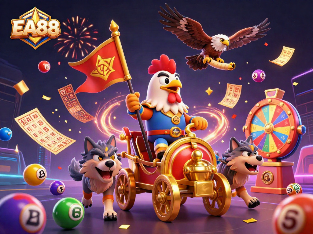 Engage with EA88 through vibrant lottery elements and a dynamic casino theme.