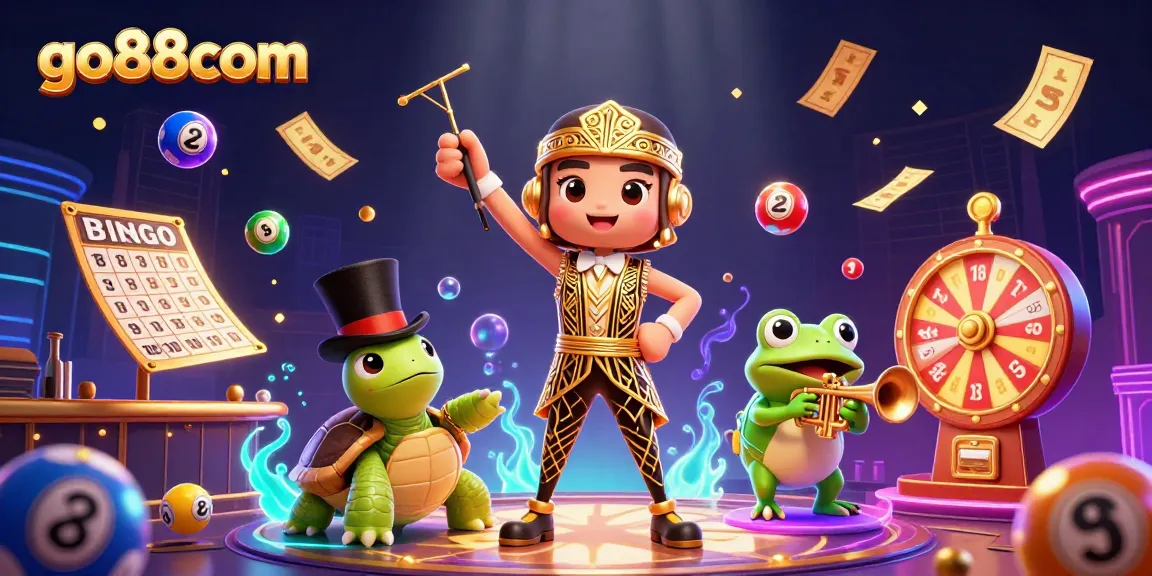 Play exciting games at go88com with colorful lottery balls and vibrant casino elements.