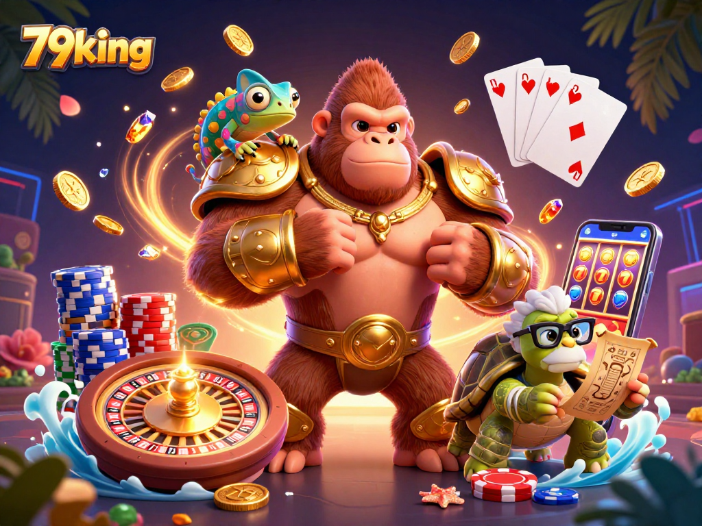 Experience magic with 79king's thrilling casino scene featuring spirited characters and dynamic game elements.