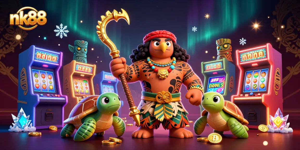 Experience exciting games at nk88 with vibrant characters amidst colorful casino elements.