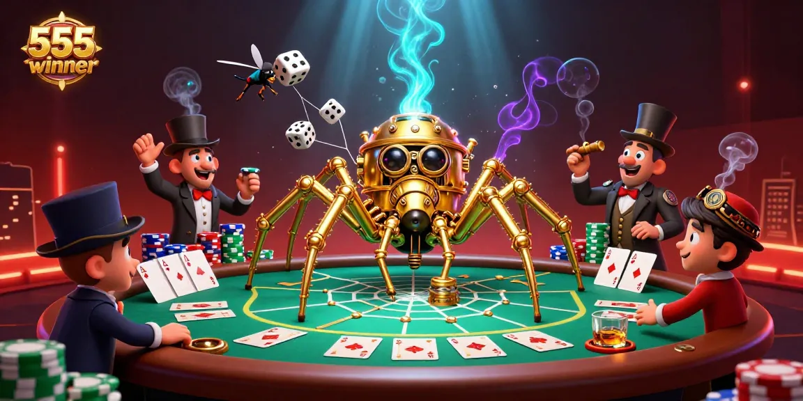 Experience thrilling bets at 555winner with our dynamic casino illustration of poker and games.