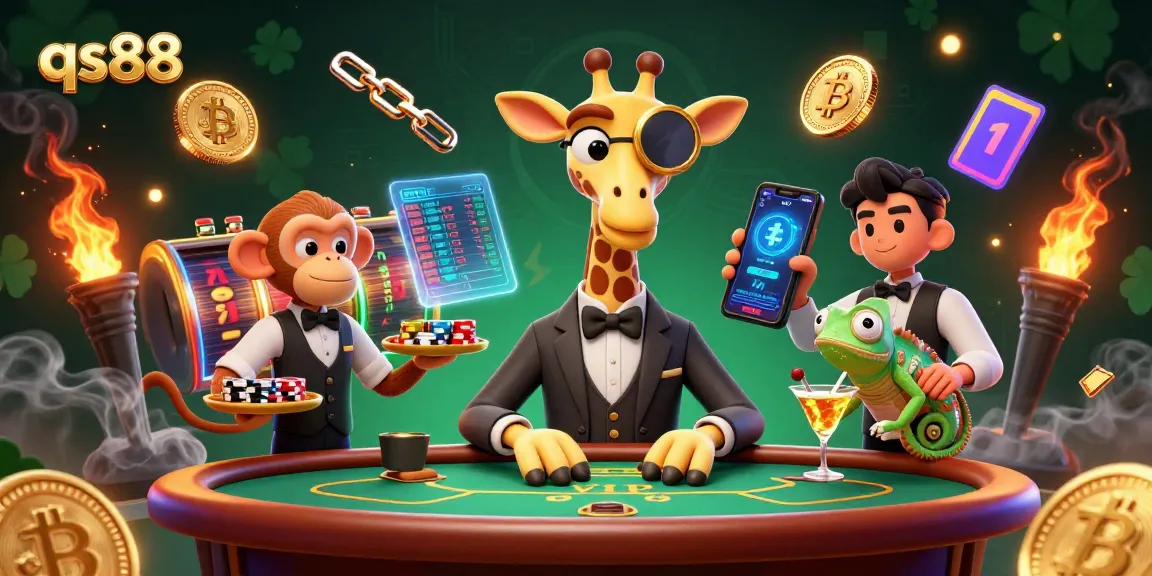 Experience thrilling gameplay at qs88 with vibrant casino scenes featuring golden cocktails and poker tables.