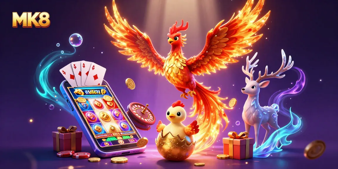 Experience the thrill of winning with MK8's vibrant phoenix illustration showcasing exciting casino elements!