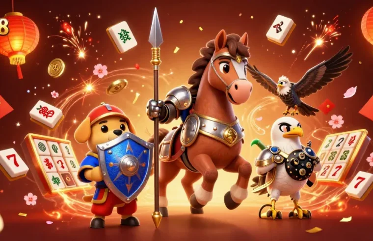 Engage with net88's vibrant online casino atmosphere featuring a knight, puppy, and falcon.
