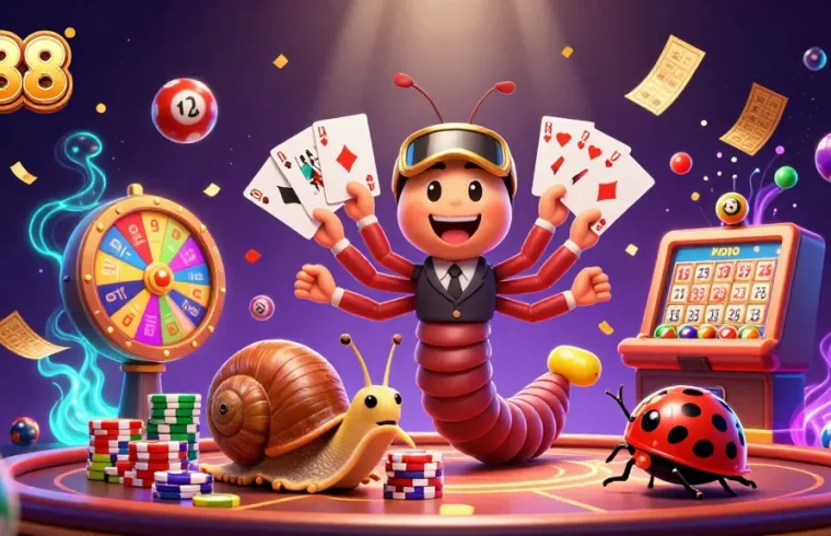 lu88 engages players with a vibrant casino scene featuring animated creatures and dynamic gambling elements.