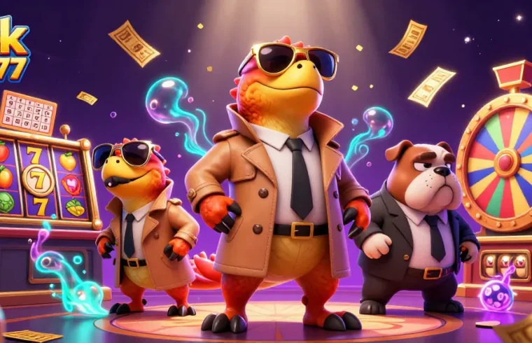 Experience thrilling wins with apk slot777 as three raptors attempt VIP entry at a casino.