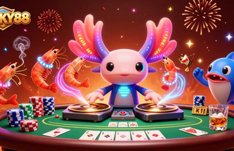 Experience the excitement of LUCKY88 with vibrant characters and casino elements in a dynamic 3D scene.