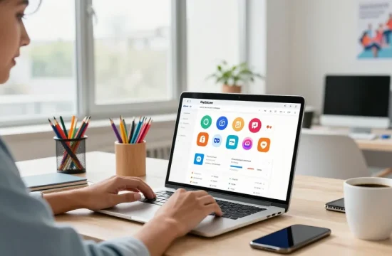 GEGESLOT pengguna platform Heylink.me dalam lingkungan kerja modern yang dinamis.